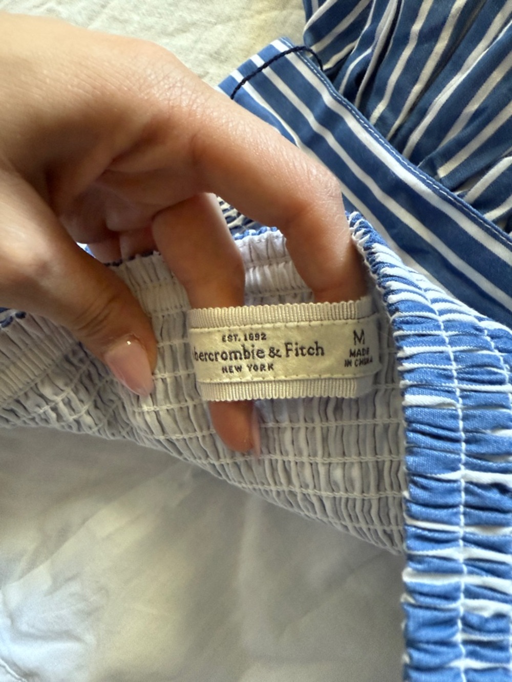 Abercrombie & Fitch Blue and White Strapless Striped Dress - Picture 3 of 3
